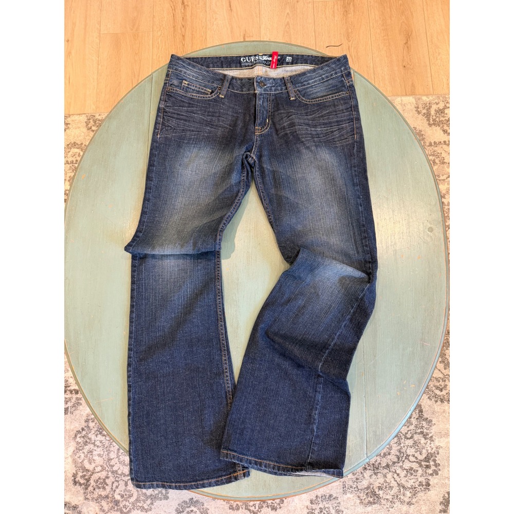 Y2K Guess Foxy Flare Jeans Dark Wash Low Rise Denim Size 30 RG JT081691 MW11990